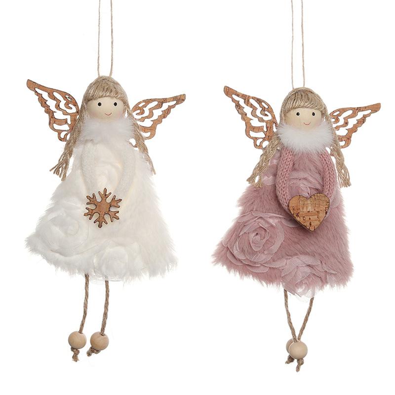 1 шт. подвесное украшение на рождественскую елку с деревянными полыми крыльями рождественская кукла-ангел