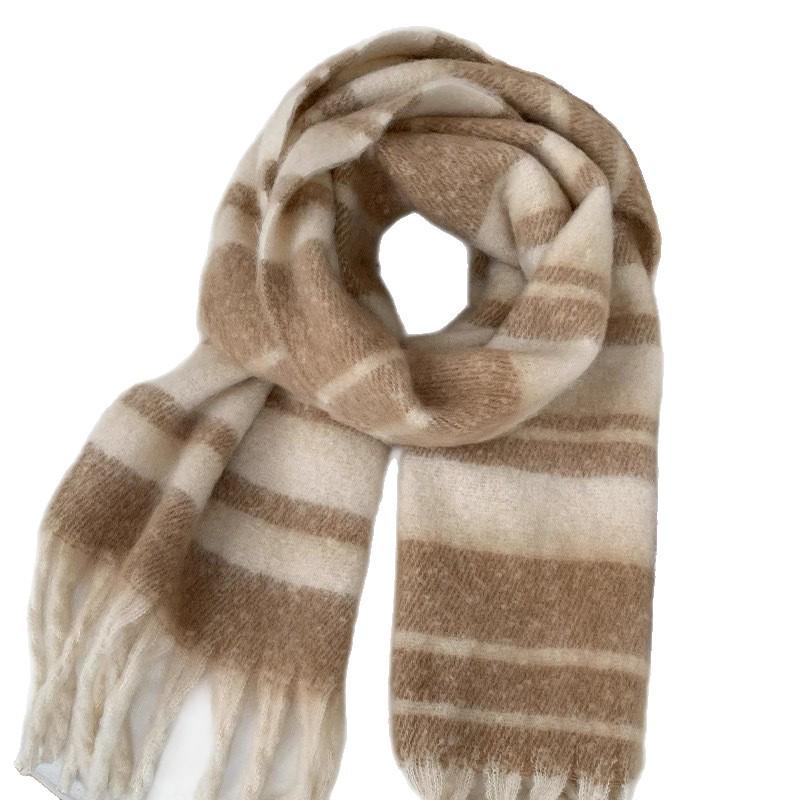 Meiraid Women's Striped Scarf: Warm, Thickened, Versatile Neckwear for Autumn and Winter