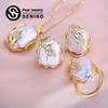 SENIKO Fashion Leaf Baroque Pearl Necklace Earings Freshwater Pearl Jewelry Sets For Women Freshwater Pearl Necklace Pearl Earrings
