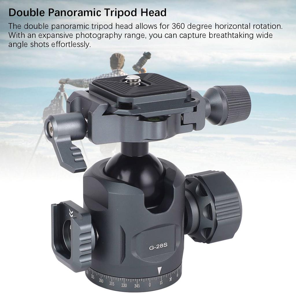 Ball Head 360 Degrees Rotating Aluminum Alloy Double Panoramic Damping Tripod Head for Photography