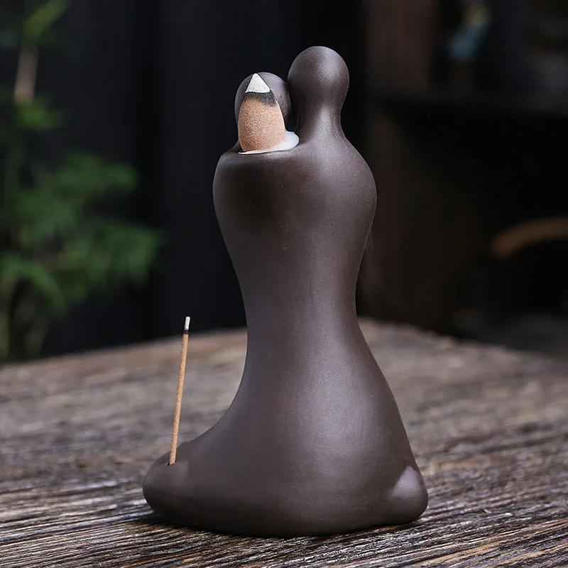 1pc,Purple Clay Backflow Incense Burner for Valentine's Day Gift Home Decor Tea Pet Incense Stick Holder (Without Incense)