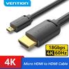 Vention Micro HDMI To HDMI Cable 4K HDMI Male To Male Cord for GoPro Sony Camera Callphone Tablet Projector HDTV Micro HDMI Cable