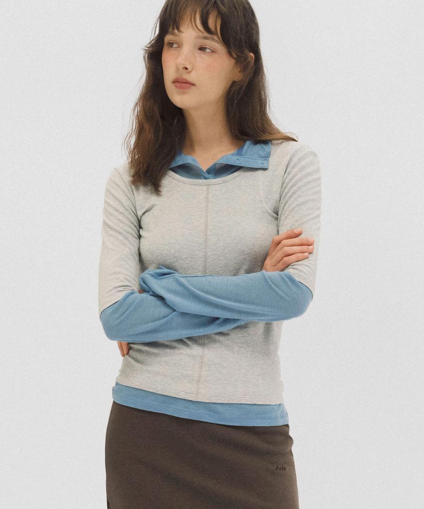 ANDNEEDS Bien 3/4 Sleeve Tee (Melange Gray)
