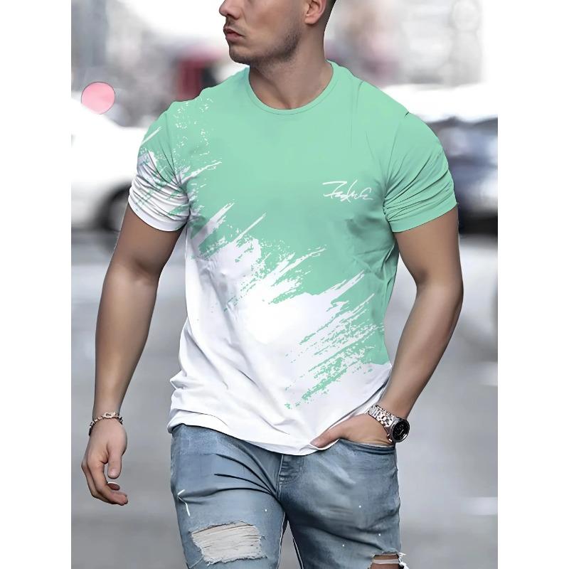 Летний топ с круглым вырезом и 3D-градиентным принтом, модные повседневные футболки с короткими рукавами для мужчин