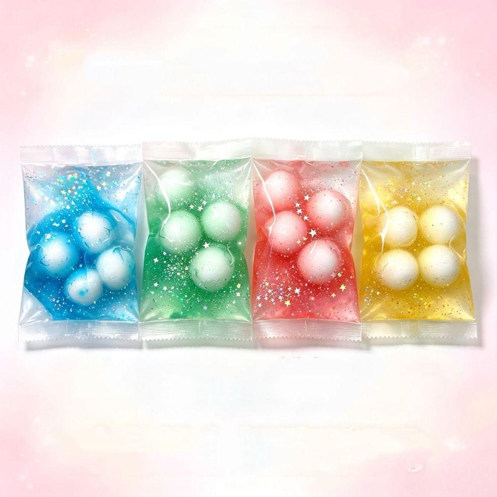 4 Balls Sensory Dumpling Squishy Wax Coating Fidget Squeeze Bag Crispy Handmade Ball Desktop Gift
