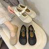 Knitted Mesh Breathable Single Shoes Women's Summer Outer Wear Soft-soled Flat Shoes Versatile Casual Soft-soled One-word Buckle Sandals