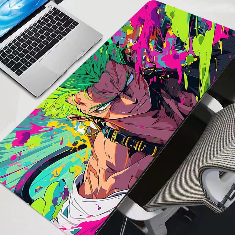 New Mouse Pads Big One Piece Roronoa Zoro Gamer Gaming Accessories Speed Keyboard Rubber Lock Edge Desk Mat Laptop Mousepad