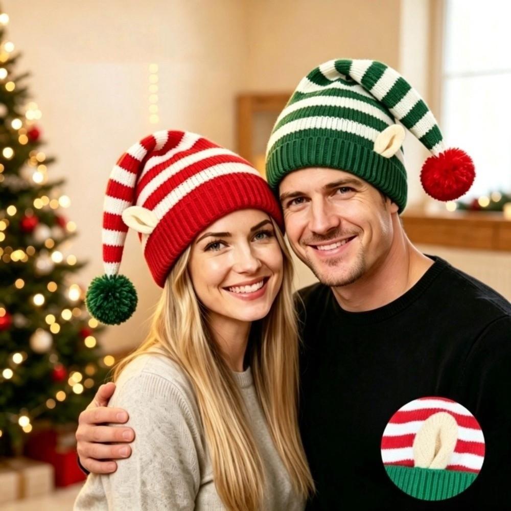 Soft Warm Xmas Knitted Beanie Thick Christmas Pointed Hat Funny Cosplay Hat Family Gathering