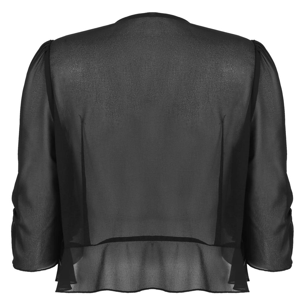 Женское шифоновое болеро-кардиган с открытой передней частью и половиной рукавов, аксессуар для платья