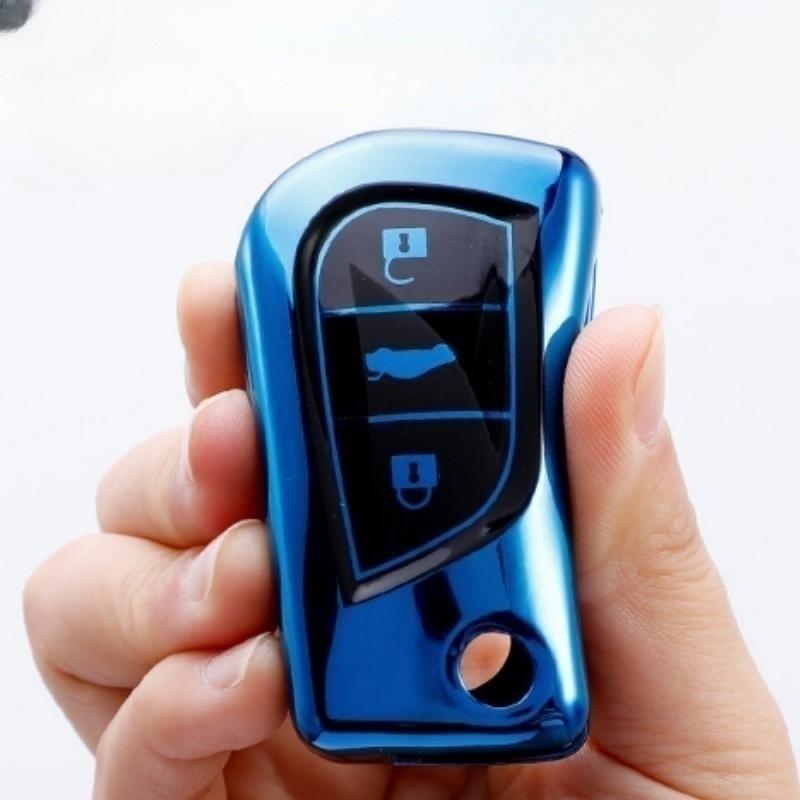 Soft TPU Car Key Case Full Cover For Toyota Highlander RAV4 Izoa CHR Levin Camry Corolla Reiz 3 Button Fold Key Protection Shell
