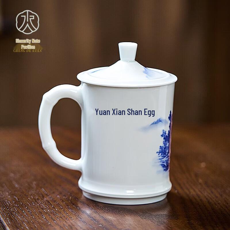 Керамическая кружка для чая Jingdezhen, расписанная вручную сине-белым пейзажем