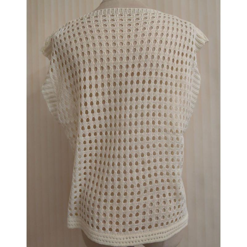 Летний тонкий ажурный трикотажный жилет с V-образным вырезом, женские топы