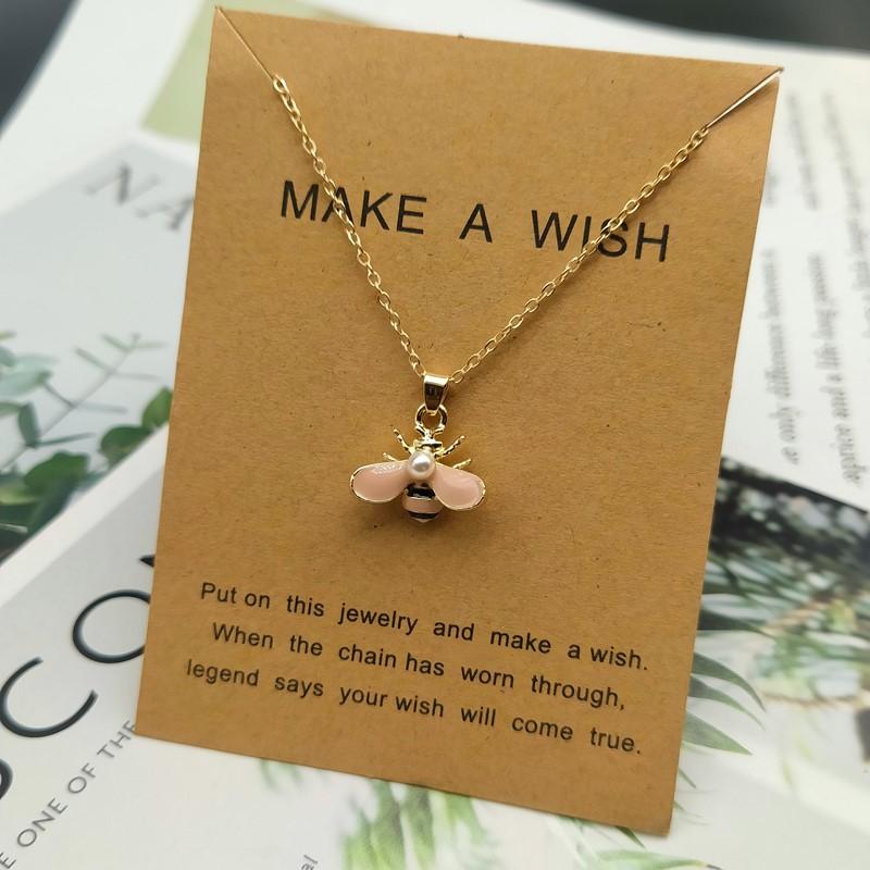 Bee Necklace Cute New Fashion Girl Women Necklace Golden Copper Color Lovely Pendant Neck Zircon Dropshipping
