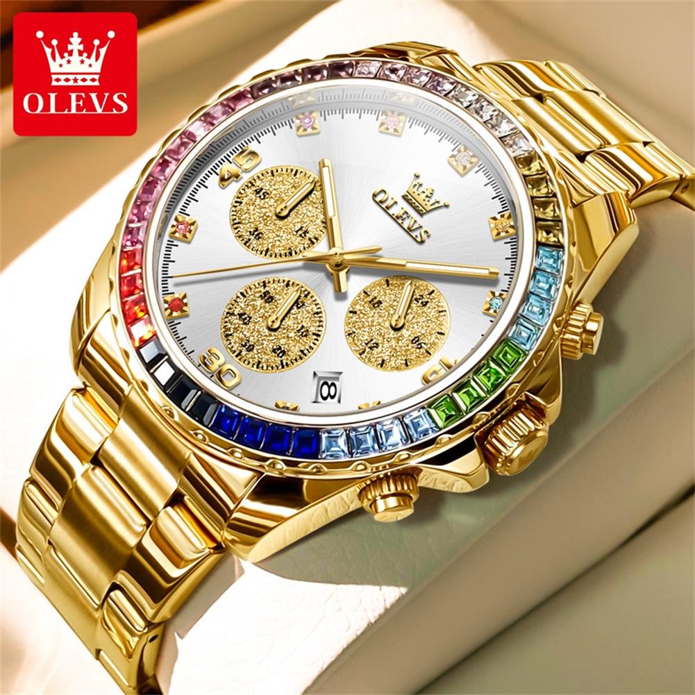 OLEVS Brand Watch Multi Functional Waterproof Luminous Three Eye Quartz Men's Watch 2939