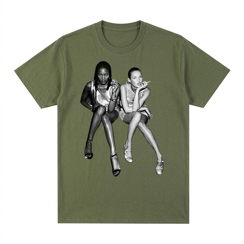 After Party Hip Hop Vintage Tshirt Naomi Campbell Kate Moss Cotton Unisex T shirt New Tee Tshirt Womens Tops