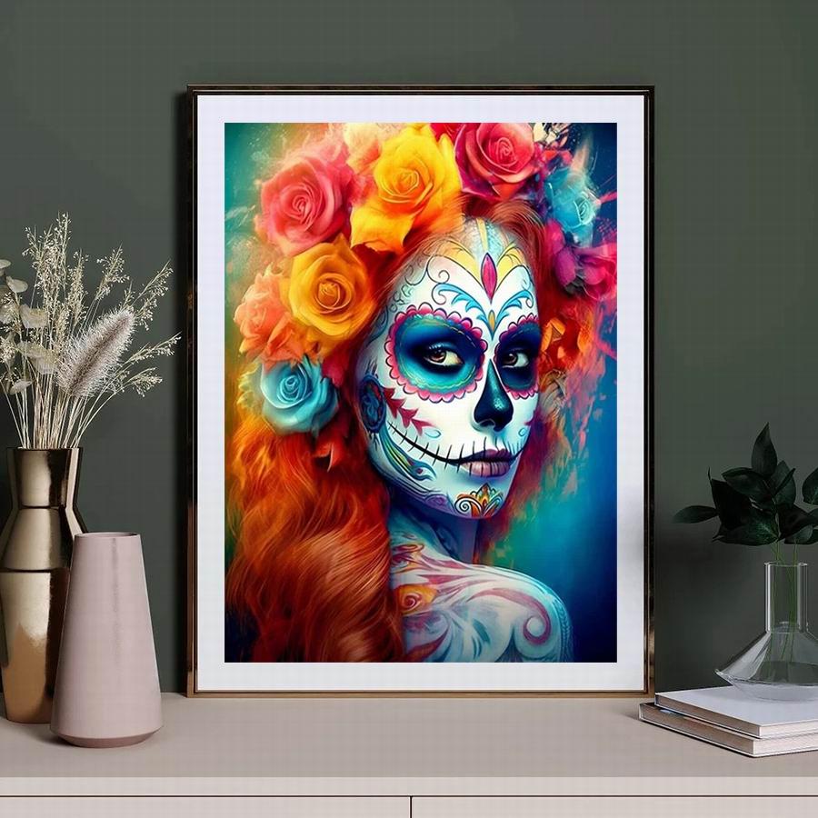 Diamond Painting New Collection 2024 Women Flower Skull Diy Full Square Round Drill Rhinestone Embroidery Girl Mosaic Cross Stitch Kits