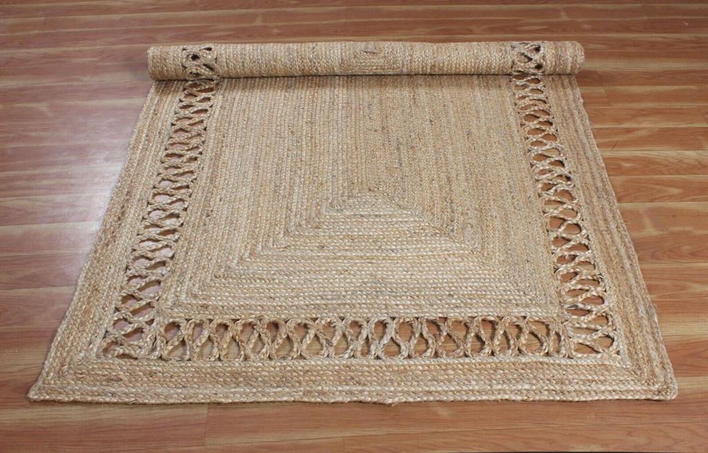 Jute Rectangle Rug Handmade Natural Rug for Any Space Look Rustik Decor For Any Space Area