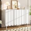 Modern White Sideboard with Wave Doors – 120x35x80 cm – Handleless, Adjustable Shelves – Storage for Living Room, Hallway & Dining Room