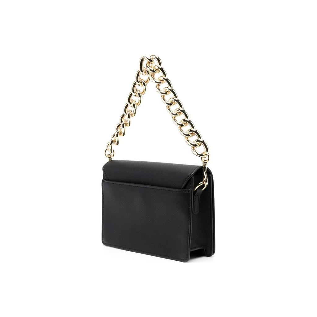 Versace Jeans Couture Gold Logo Chain Shoulder Strap Faux Leather Handbag Women handbags Black 75VA4BL3ZS467899