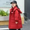 Детская куртка-пуховик, средней длины, модная, хлопковая куртка для мальчиков, зимнее толстое теплое пальто для девочек