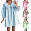 Women's Fashionable And Casual Puff Sleeve Lapel Doll Collar Loose Dress