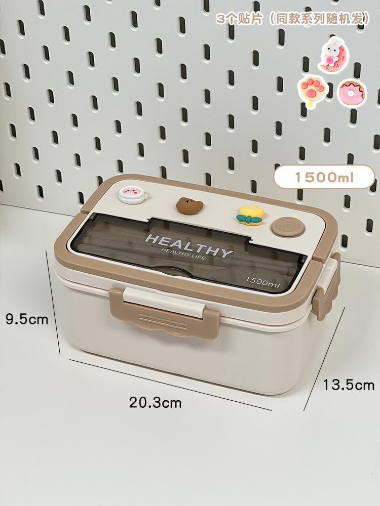 Ланч-бокс Bento Kawaii для девочек, портативный пластиковый ящик для пикника для школьников с отсеком для микроволновки, контейнер для хранения продуктов