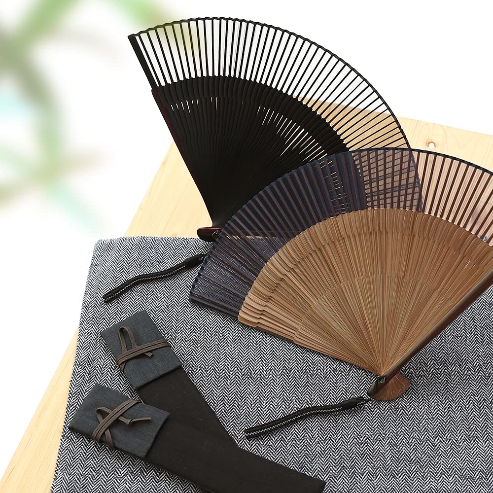 Fan Fan Set with Navy [Osaka Choseido] Fan, Men's, Fashionable, Business, Bag, Holder, Handkerchief, Cool,