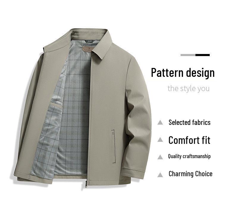 Универсальная мужская куртка с лацканами в стиле business casual - Весна/Осень 2026 Высококлассный executive стиль для мужчин среднего возраста