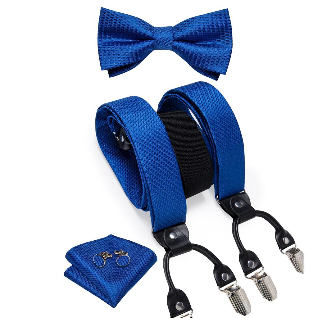 Dibangu Мужские подтяжки, регулируемые подтяжки, галстук-бабочка, карманные квадратные запонки, набор для мужчин, ширина 3,5 см, эластичные