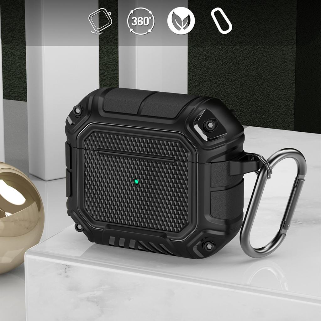 Защитный чехол для наушников TPU Чехол Защита от потери с карабином для IOS Earbuds 3 Черный Черный