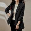 ZANZEA Women Fashion Suit Collar 3/4 Sleeves Solid Color Blazer