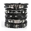 Eif Dock Vinatge Gothic Punk Skull Star Metal Multilayer Leather Bracelet Men Bracelets & Bangles Male Arm Jewelry