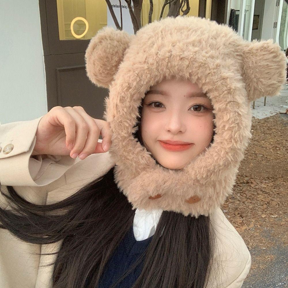 Winter Cap Bear Ears Hat Ear Protection Hat Fluffy Hat Personality Winter Beanie  Children