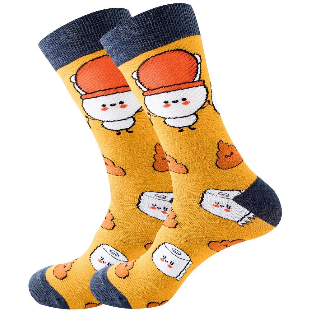 New Happy Mens Socks Women Novelty Cartoon Sock Combed Cotton Funny Men's Big Size Crew Harajuku Hip Hop Thick Long Socks