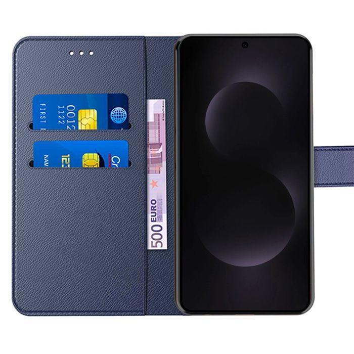 Protective Case - BOOLING - for Samsung Galaxy S25 Edge - Shockproof - Synthetic Leather - Navy Blue