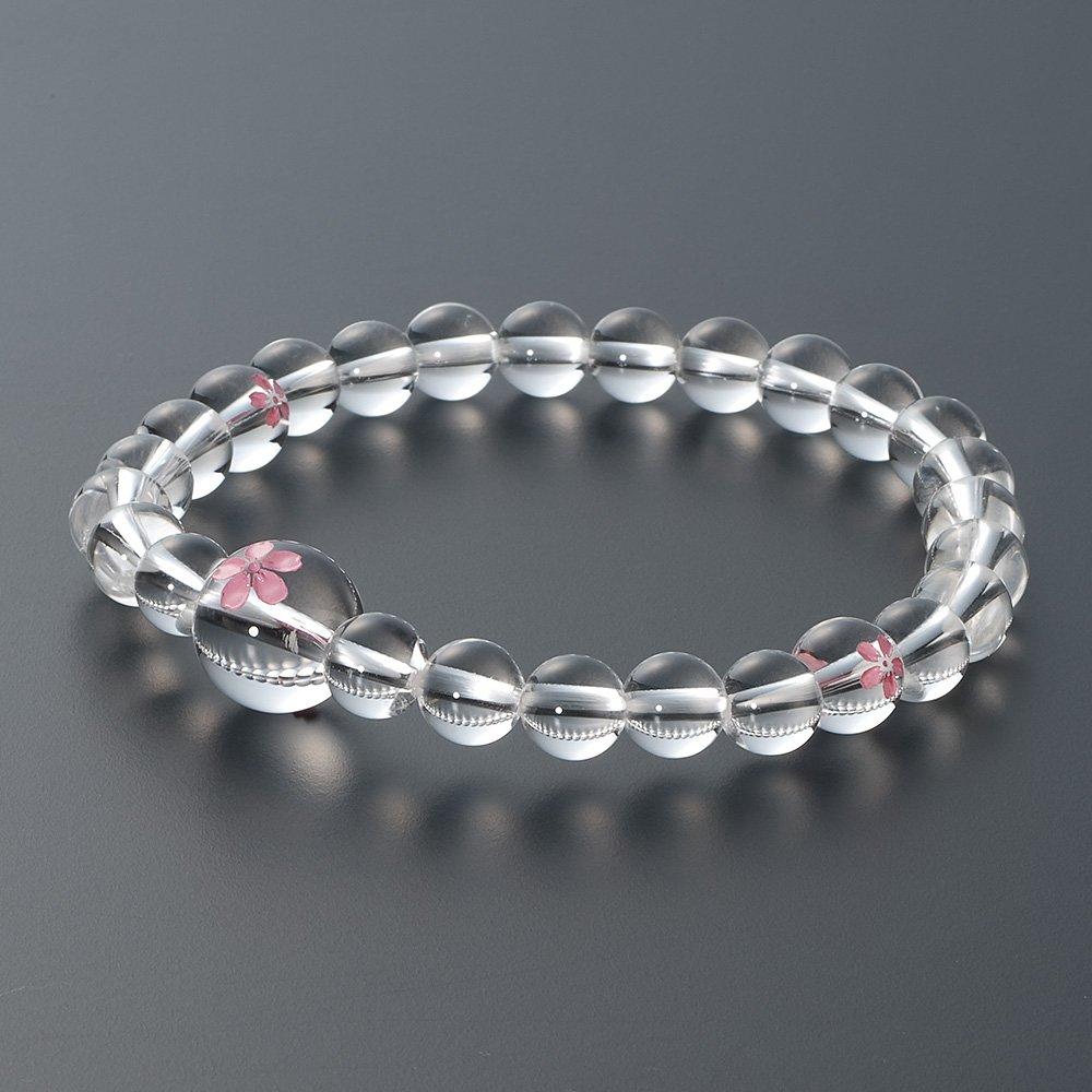 Buddhist altar shop Takita Shoten Specially Selected Bracelet Prayer Beads Natural Stone Bracelet Genuine Crystal Cherry Blossom Carving 7mm Beads