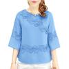 ZANZEA Women Casual Round Neck 3/4 Sleeve Summer Patchwork Blouse