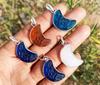 Carving Moon Gemstone 925 Sterling Silver Plated 5 Pcs Bezel Pendant BEZ-53