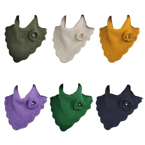 Fake Collar Flower Decoration Solid Color Knitted Scarf Soft Cozy Warm Dress False Collar Winter Accessory