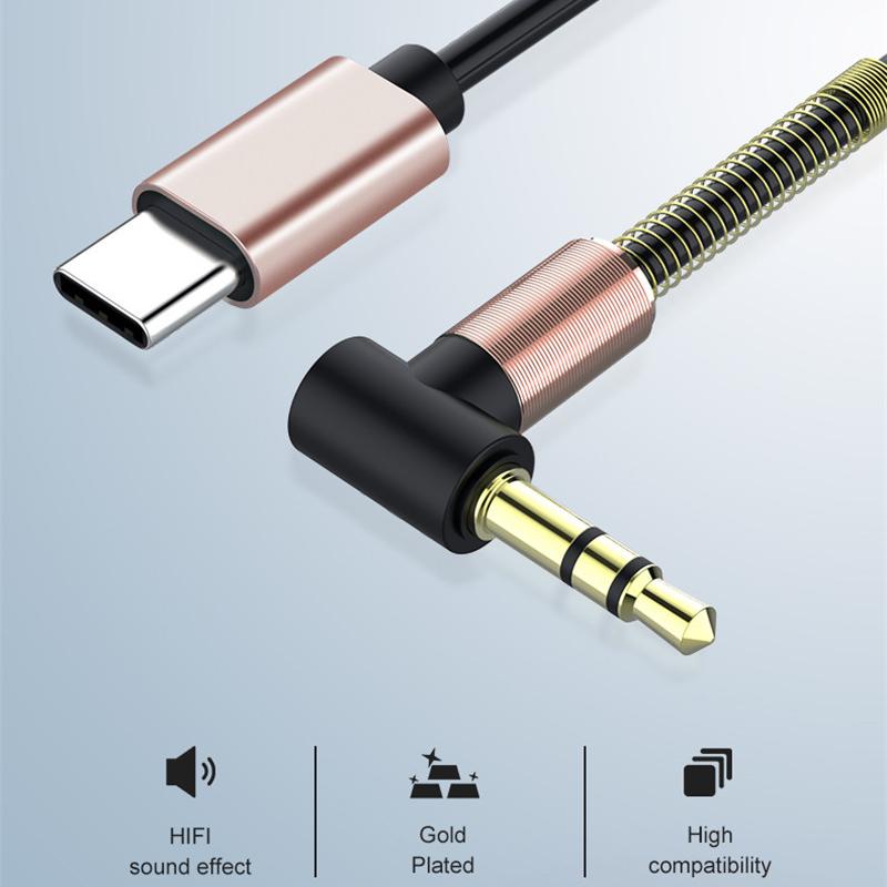 Аудио удлинительный кабель Type-C до 3,5 мм, аудио Aux кабель для Huawei, автомобильный провод для наушников, динамика, разъем 3,5, Aux USB C, адаптерный шнур