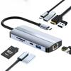 Док-станция 9 в 1 Type C с портом Ethernet 4K HD USB 3.0 Hub Laptop Expander