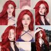 WTB Красный Длинные Вьющиеся Волосы Синтетический Парик Женский Новый Лоб Кружева Сексуальные Горячие Челки Большие Волны Длинные Вьющиеся Волосы Парик