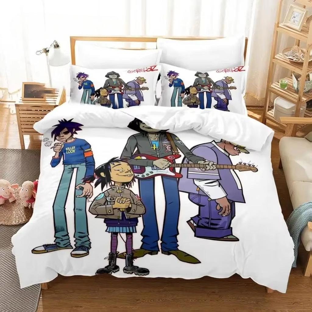 Комплект постельного белья Virtual Band Gorillaz, Пододеяльники для двуспальной кровати, Односпальный размер, Постельное белье, Покрывало, Мультяшный детский для дома
