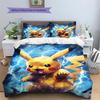 Pikachu Patterned Pillowcase & Duvet Cover Set Bedroom Bedding Thoughtful Gift for Anime Lovers.-TING