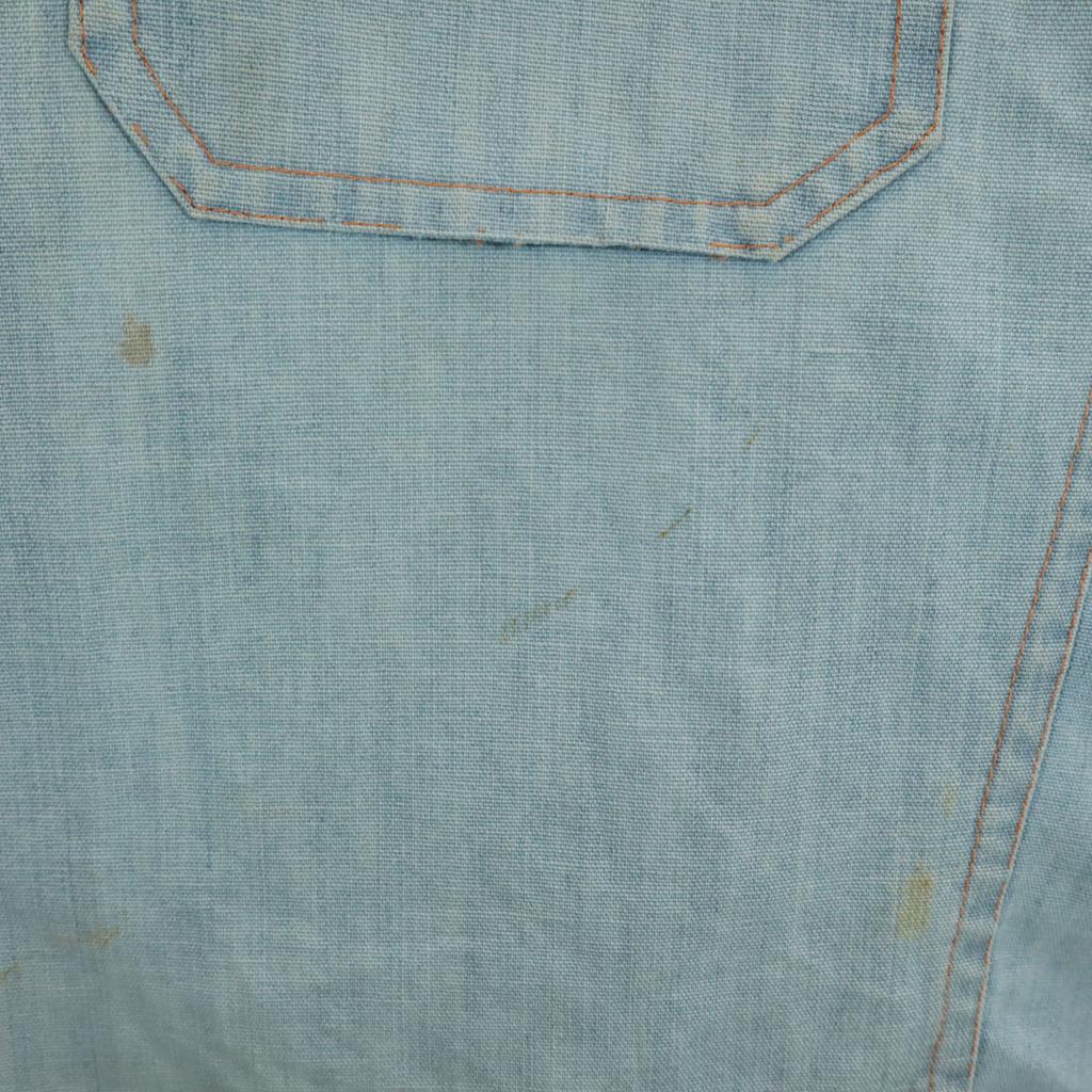 70s 80s Vintage Chambray Shirt Jacket Ice Blue Men's Used
