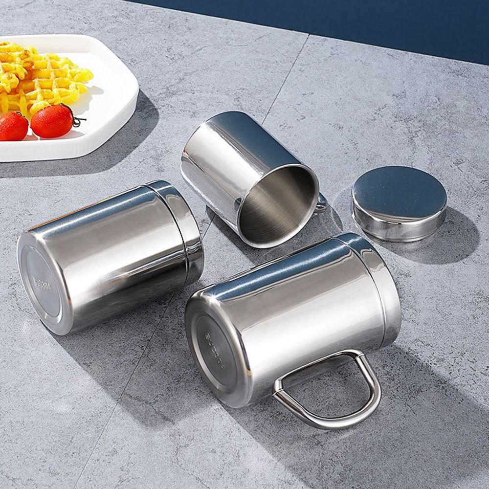 1Pcs New 200/300/400ML Stainless Steel Mug Drink Beer Tea Juice Anti-scalding Water Cup Portable with Lid Tea Cup