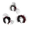 Yousheng Хэллоуин Роза Ободок для волос для женщин Готический Черное кружево Красная роза Повязки для волос Лолита Кружевной головной убор для маскарада Косплей вечеринки Волосы