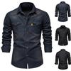 Spring and Summer Men's Casual Solid Color Long Sleeve Denim Shirts