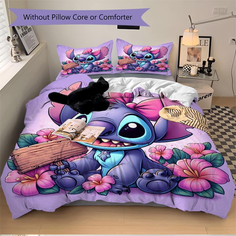 Stitch'S Tropical Adventure Print 3Pcs Bedding Setduvet Cover With 2 Bedropillowcase Home Birthday Gift