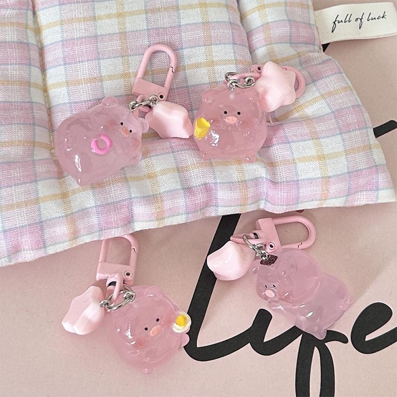 Светящийся брелок из смолы в виде желеобразной свиньи, брелок с пентаграммой для девочек, брелок для рюкзака, подвеска, аксессуары, креативные подарки для пар